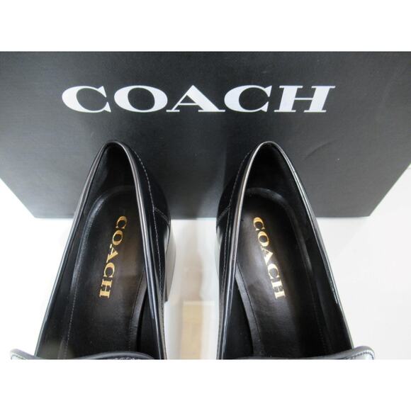 Women's Coach Natalie Leather Loafer Block Heel Pumps Signature C Black Size 8 - Picture 5 of 8